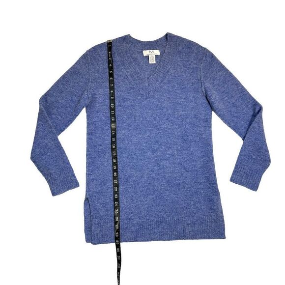 MAGASCHONI Small Oversized Alpaca Wool Blend Blue V-neck Sweater - Picture 9 of 10